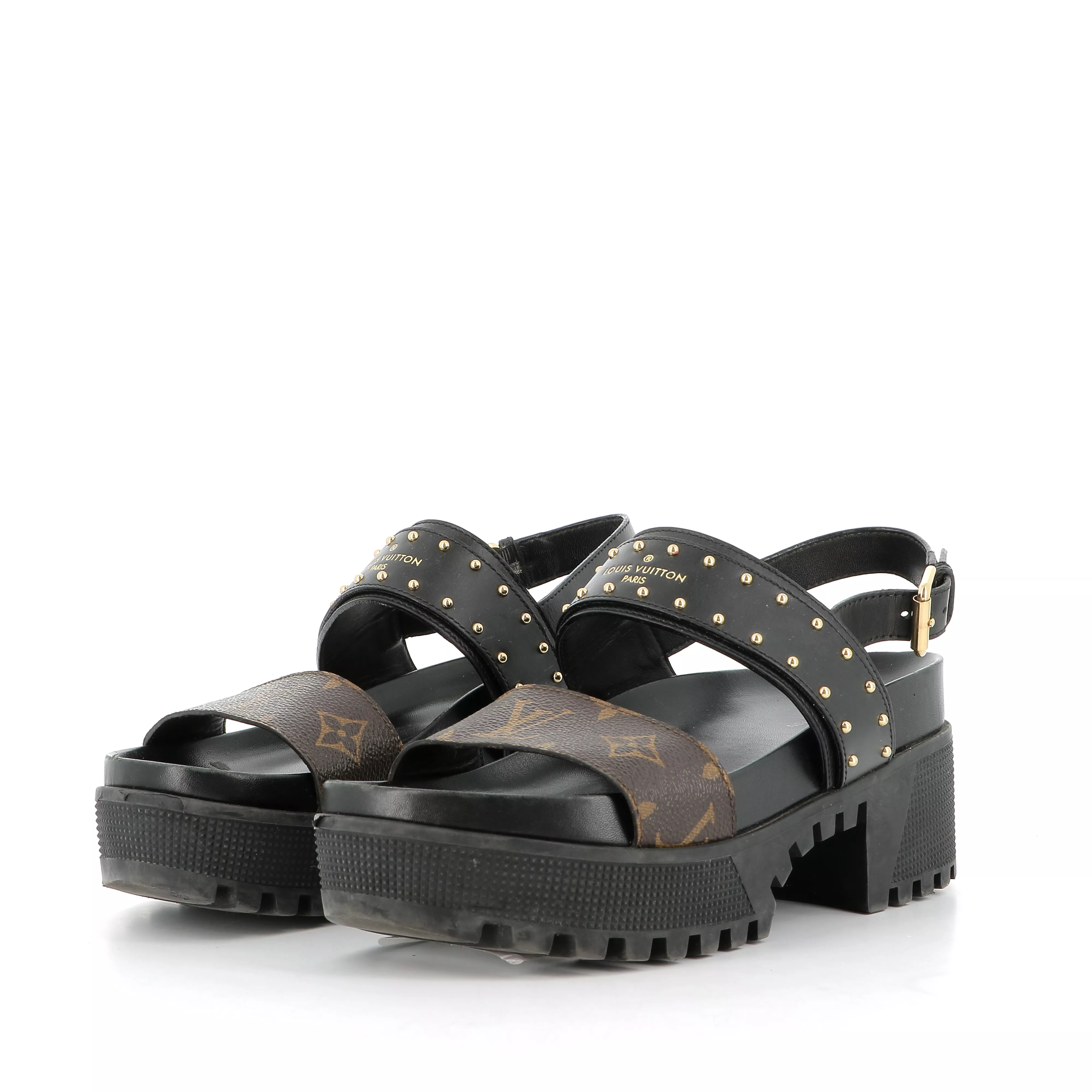 Used Louis Vuitton Black Sandals | Monogram Paris