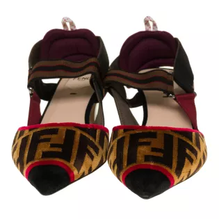 Escarpins 38,5 Fendi Velours Marron