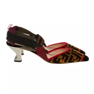 Escarpins 38,5 Fendi Velours Marron