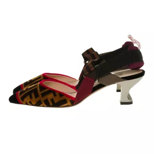Escarpins 38,5 Fendi Velours Marron
