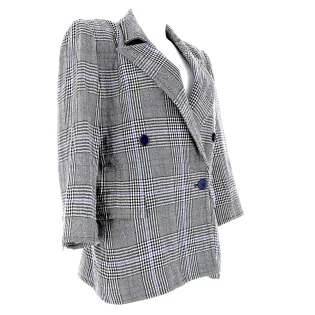 Veste T.44 Saint Laurent Carreaux Laine Anthracite