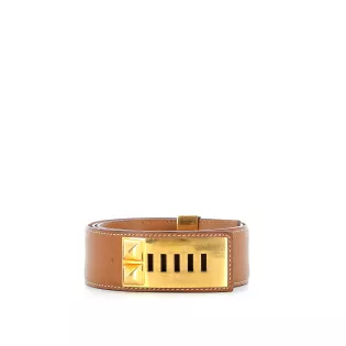 Ceinture 85 Hermès Collier de Chien Cuir Camel