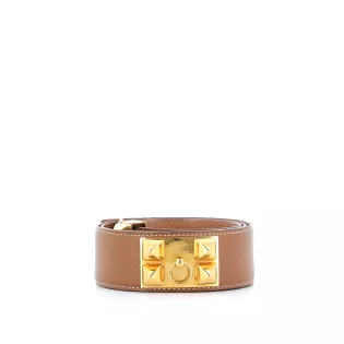 Ceinture 85 Hermès Collier de Chien Cuir Camel