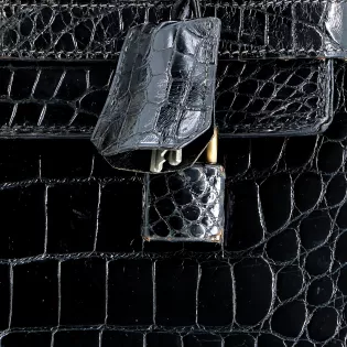 Sac à main Kelly 32 Hermès Cuir Aligator Noir