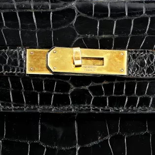 Sac à main Kelly 32 Hermès Cuir Aligator Noir