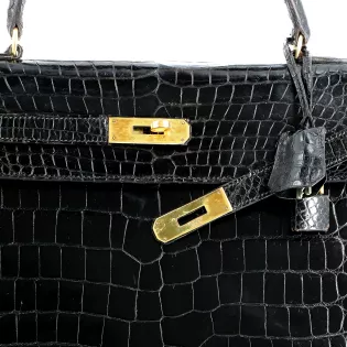 Sac à main Kelly 32 Hermès Cuir Aligator Noir