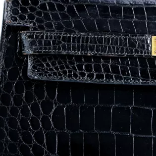 Sac à main Kelly 32 Hermès Cuir Aligator Noir