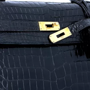 Sac à main Kelly 32 Hermès Cuir Aligator Noir