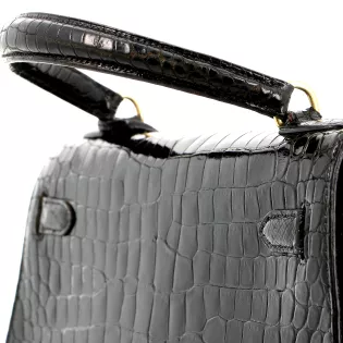 Sac à main Kelly 32 Hermès Cuir Aligator Noir