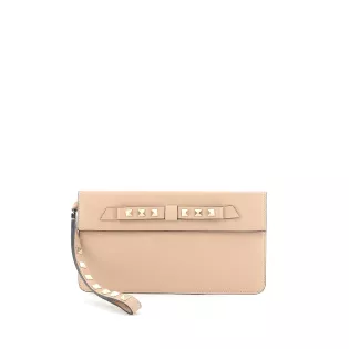 Pochette Rockstud Valentino Cuir Beige