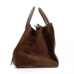 Sac à main Trapèze Céline Cuir effet daim  Marron