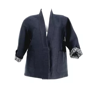 Veste T.36 Dior Réversible Oblique Coton Bleu marine