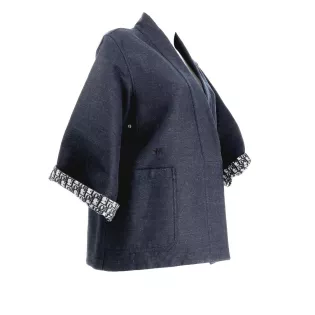 Veste T.36 Dior Réversible Oblique Coton Bleu marine