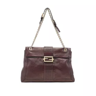 Sac porté épaule Vintage Fendi Cuir Bordeaux