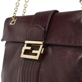 Sac porté épaule Vintage Fendi Cuir Bordeaux