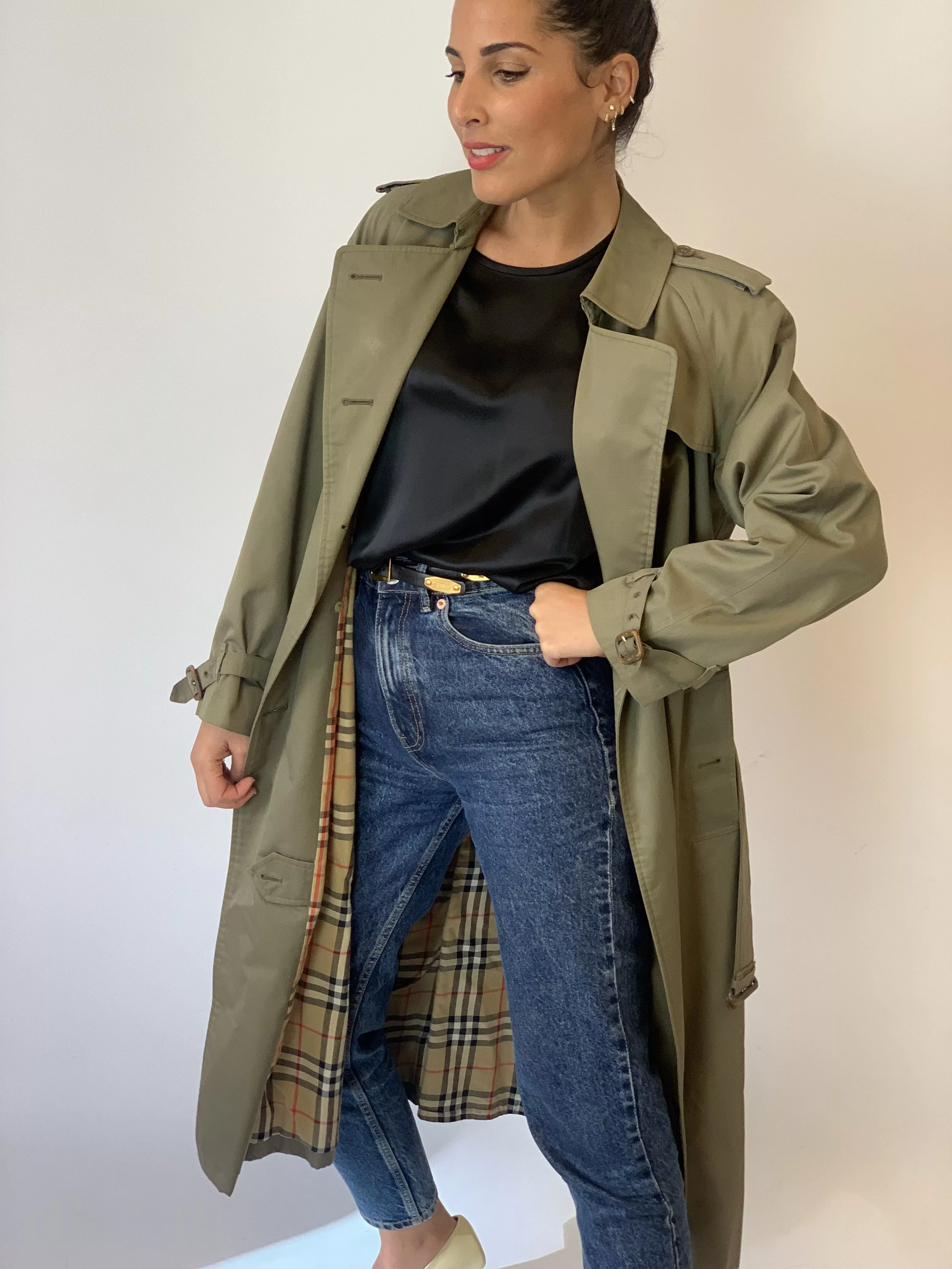 【Burberry】trench coat トレンチコート　カーキ BURBERRY - バーバリー トレンチコート 90S 玉虫色調 カーキ