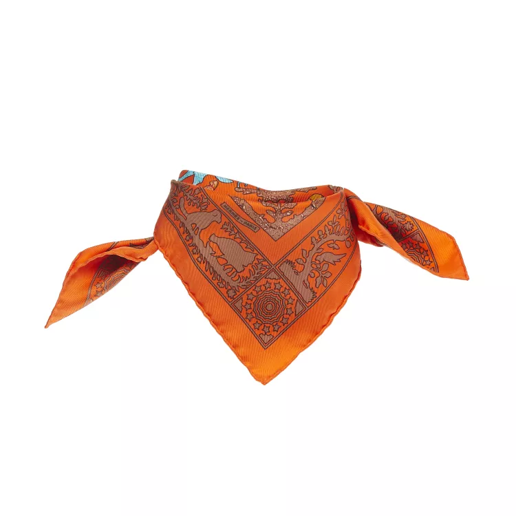 Carré Hermès 45 Early America Soie Orange