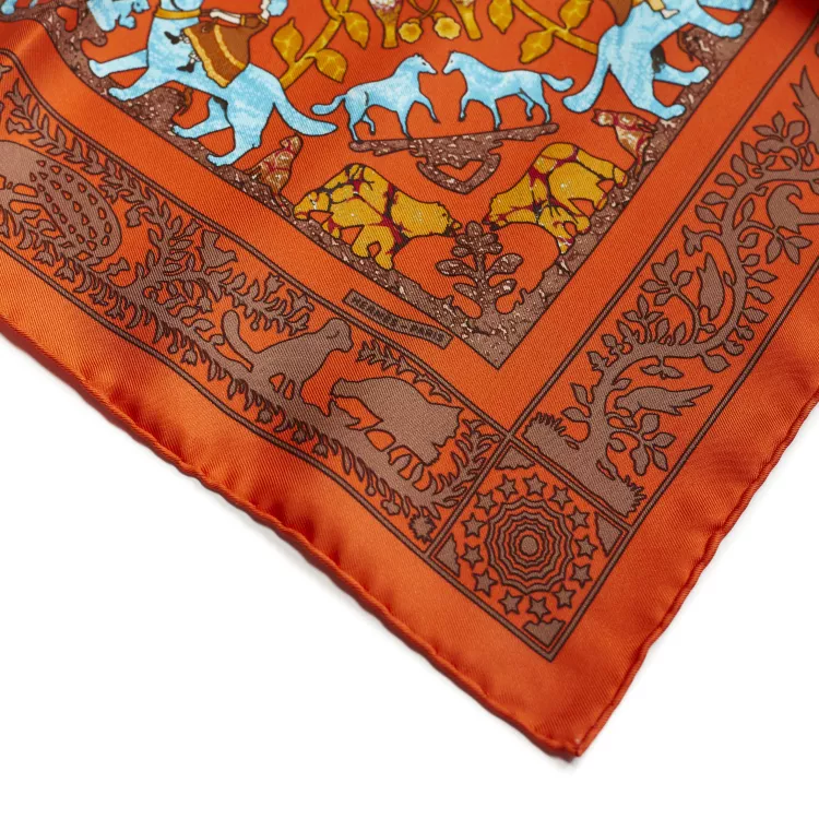 Carré Hermès 45 Early America Soie Orange