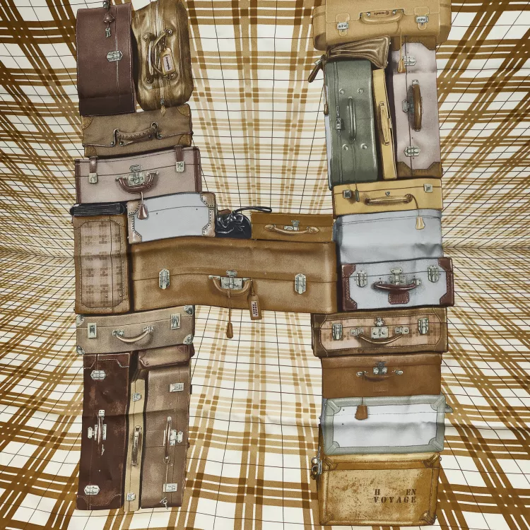 Carré Hermès 65 H en Voyage Soie Marron