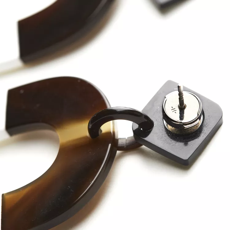 Boucles d'oreilles Hermès Acétate Marron