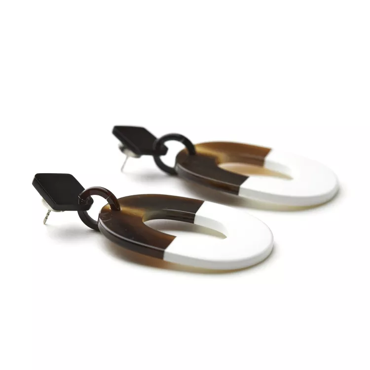 Boucles d'oreilles Hermès Acétate Marron