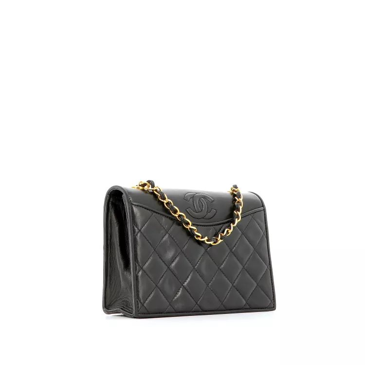 Sac porté épaule Vintage Chanel Cuir Noir