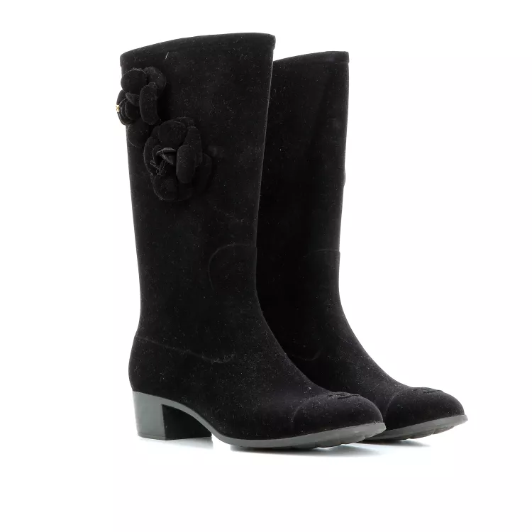 Bottes Chanel Velours Noir