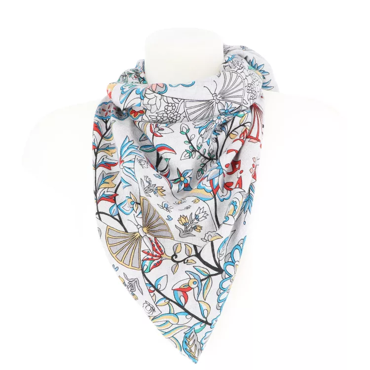 Châle 140 Hermès Cachemire Imprimé floral Multicolore