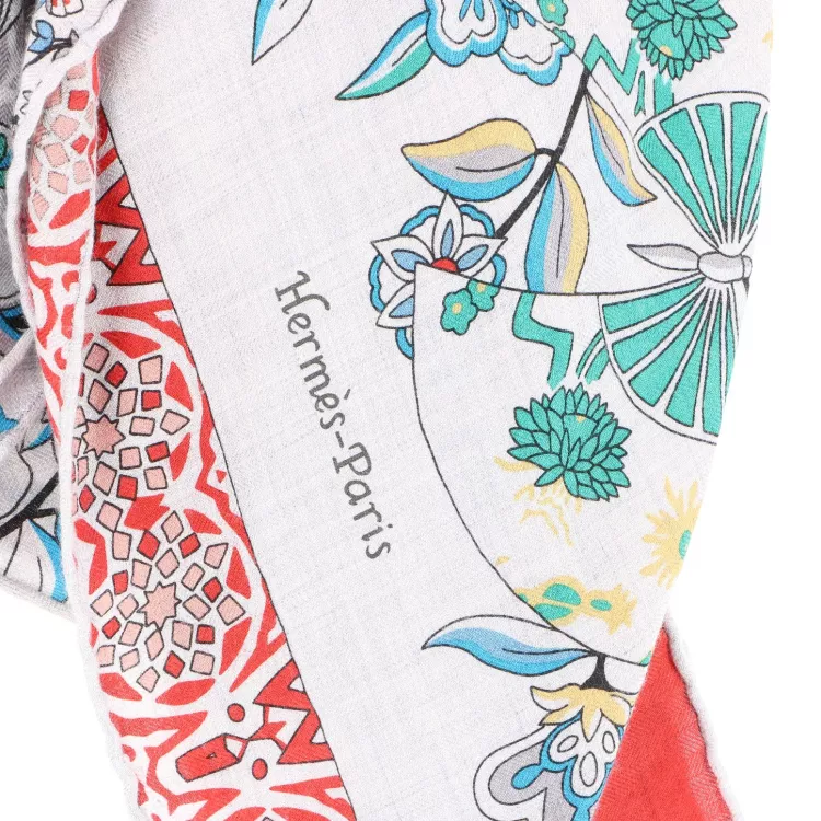 Châle 140 Hermès Cachemire Imprimé floral Multicolore