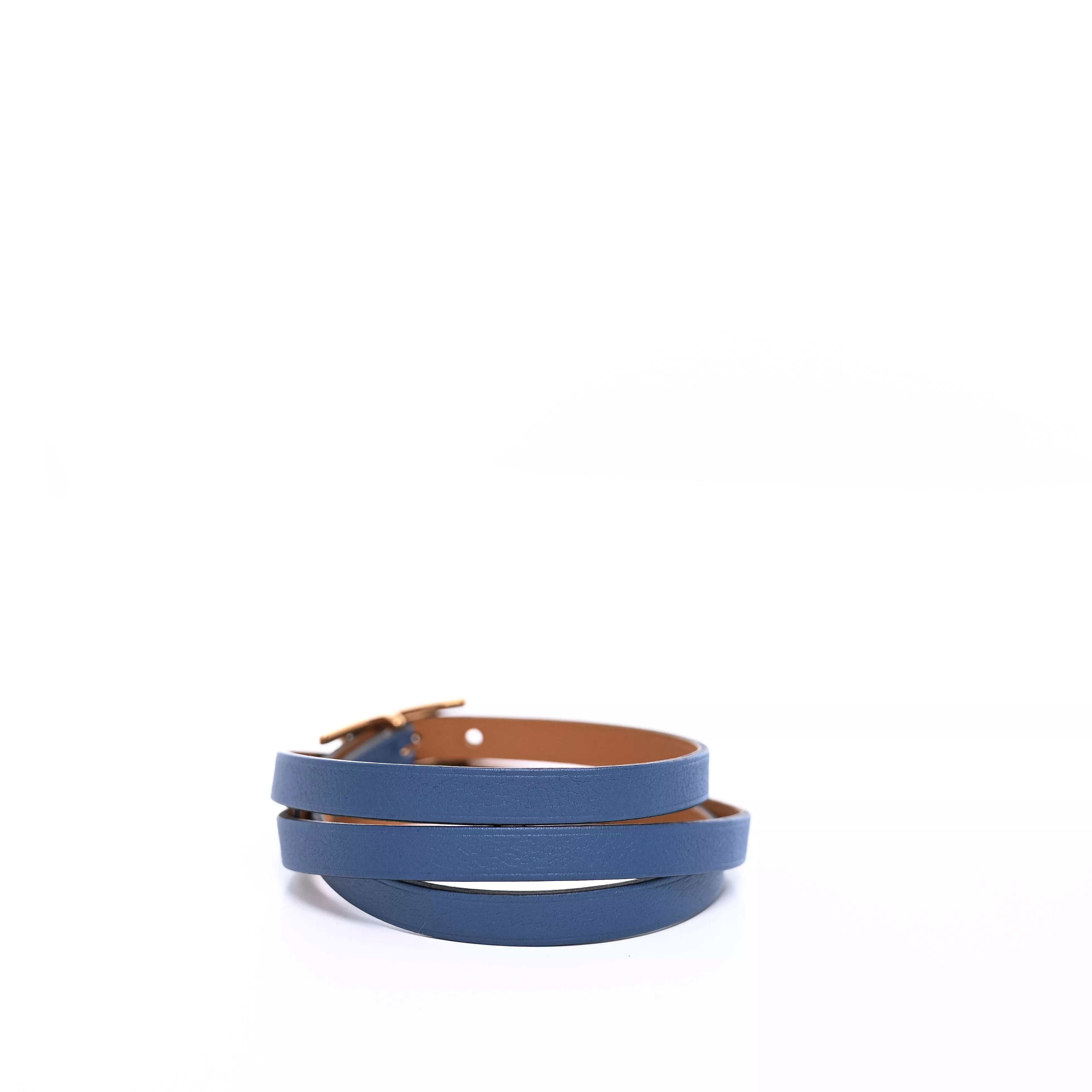 Hermès Bracelet triple tour en cuir Hapi Bracelet T.S Triple tour Behapi Hermès Cuir Bleu | Monogram