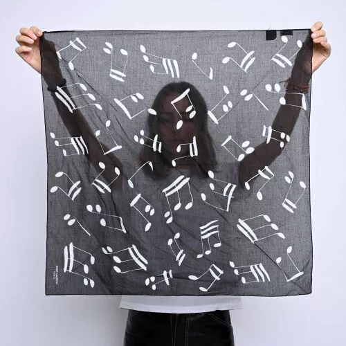 Saint Laurent Black Cotton Printed Scarf