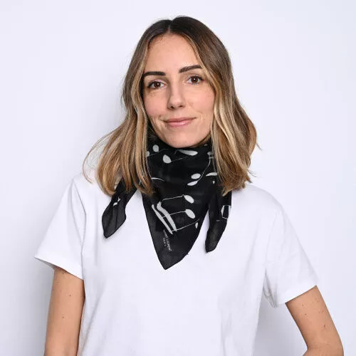 Saint Laurent Black Cotton Printed Scarf