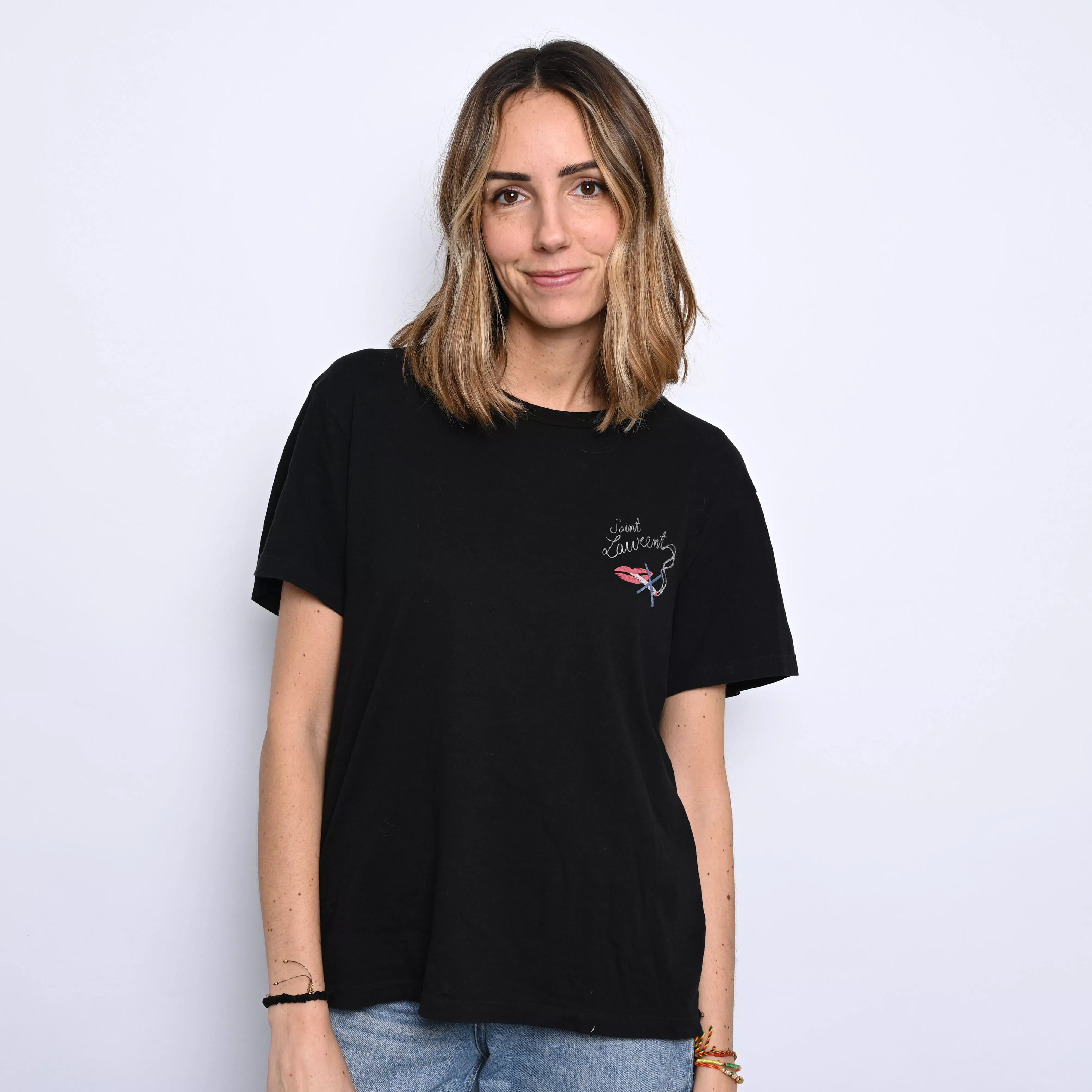 T-Shirt S.40 Saint Laurent Cotton Black | Monogram Paris