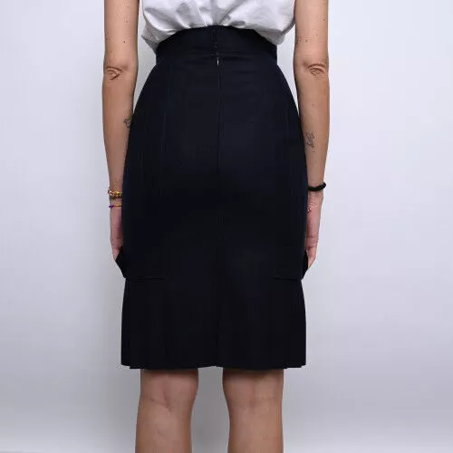 Skirt S.34 Chanel Wool and Cashmere Navy blue