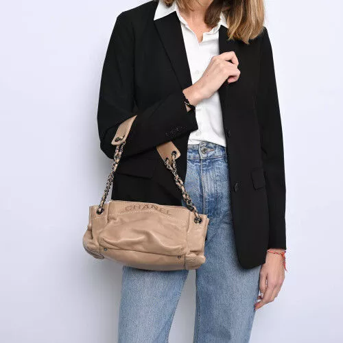 Chanel Lax shoulder bag Lamb leather Beige