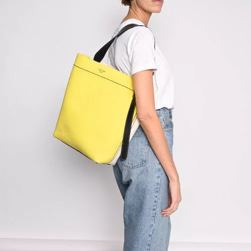 Sac Seau Celine Textile Bicolore et Cuir Noir
